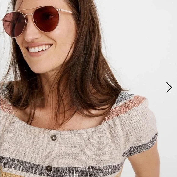 Madewell Button-Front Striped Top - Picture 3 of 6